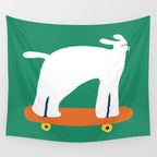 Poodle dog on skateboard Wall Tapestry Gallery Image 4