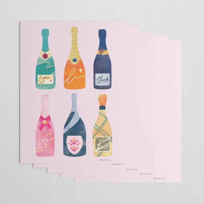 Champagne Bottles - Pink Ver. Wrapping Paper Gallery Image 3