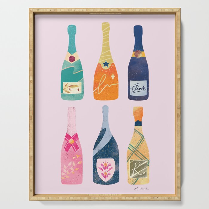 Champagne Bottles - Pink Ver. Serving Tray Gallery Image 1