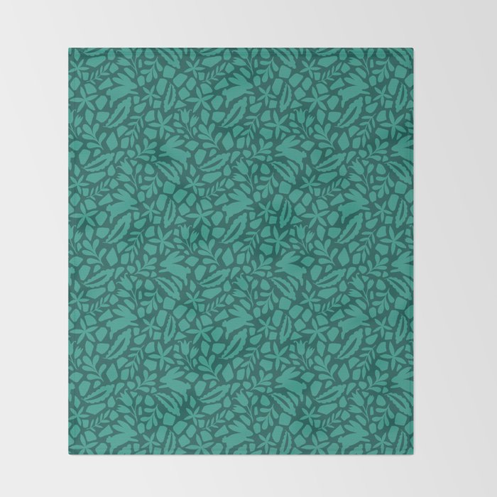 Folk Art Bunnies - Verdigris  Throw Blanket Gallery Image 2
