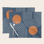 Mid Century Modern Geometric 83 in Navy Blue and Orange (Rainbow and Sun Abstraction) Placemat Gallery Image 1