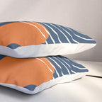 Mid Century Modern Geometric 83 in Navy Blue and Orange (Rainbow and Sun Abstraction) Pillow Sham Gallery Image 3