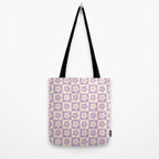90s flowers checkers cream and lilac Tote Bag Gallery Image 2