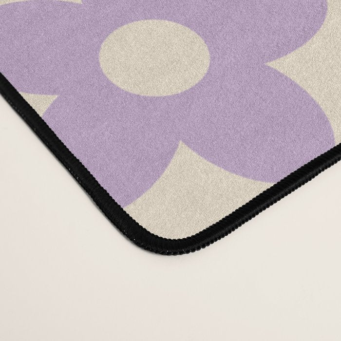 90s flowers checkers cream and lilac Desk Mat Gallery Image 4