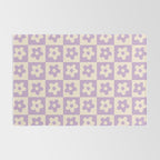 90s flowers checkers cream and lilac Rug Gallery Image 2