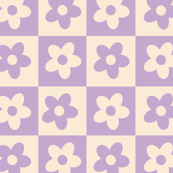 90s flowers checkers cream and lilac Coffee Mug Gallery Image 2