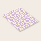 90s flowers checkers cream and lilac Notebook Gallery Image 2
