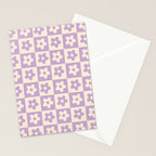 90s flowers checkers cream and lilac Stationery Card Gallery Image 2