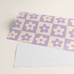 90s flowers checkers cream and lilac Wrapping Paper Gallery Image 2