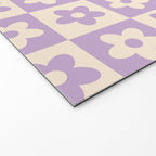 90s flowers checkers cream and lilac Welcome Mat Gallery Image 2