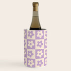 90s flowers checkers cream and lilac Wine Chiller Gallery Image 1