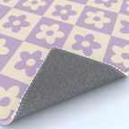 90s flowers checkers cream and lilac Rug Gallery Image 4
