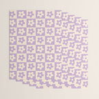 90s flowers checkers cream and lilac Wrapping Paper Gallery Image 3