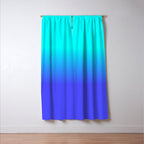 Neon Blue and Bright Neon Aqua Ombré Shade Color Fade Window Curtain Gallery Image 3