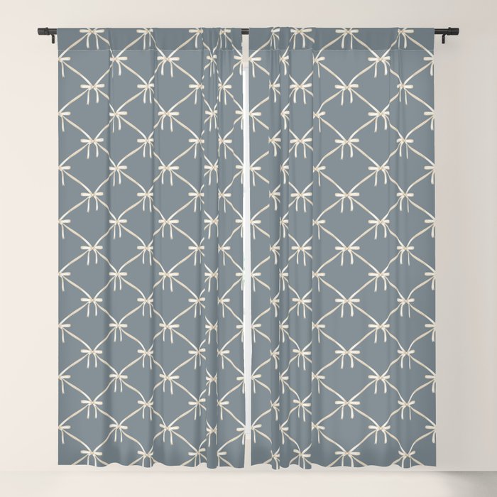 Bows & Ribbons Pattern LXI Neutral Grey Window Curtain Gallery Image 1