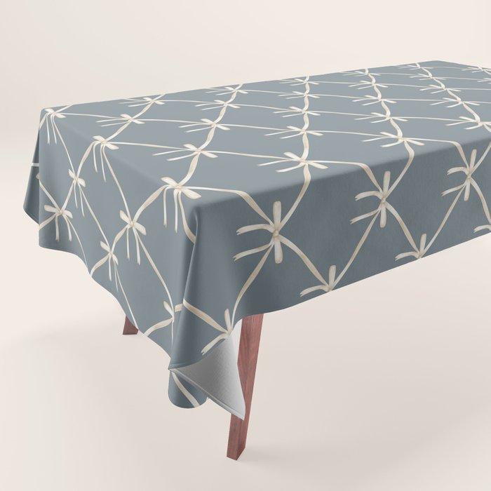 Bows & Ribbons Pattern LXI Neutral Grey Tablecloth Gallery Image 1