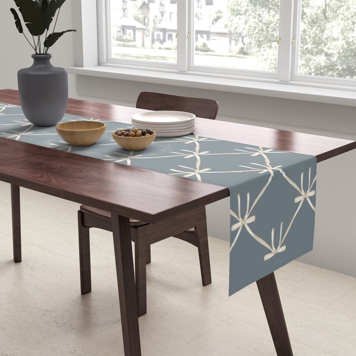 Bows & Ribbons Pattern LXI Neutral Grey Table Runner Gallery Image 2