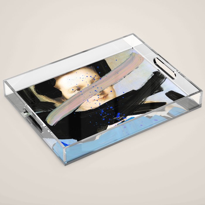 Picture of a Lady With Paint Smears Acrylic Tray Gallery Image 1