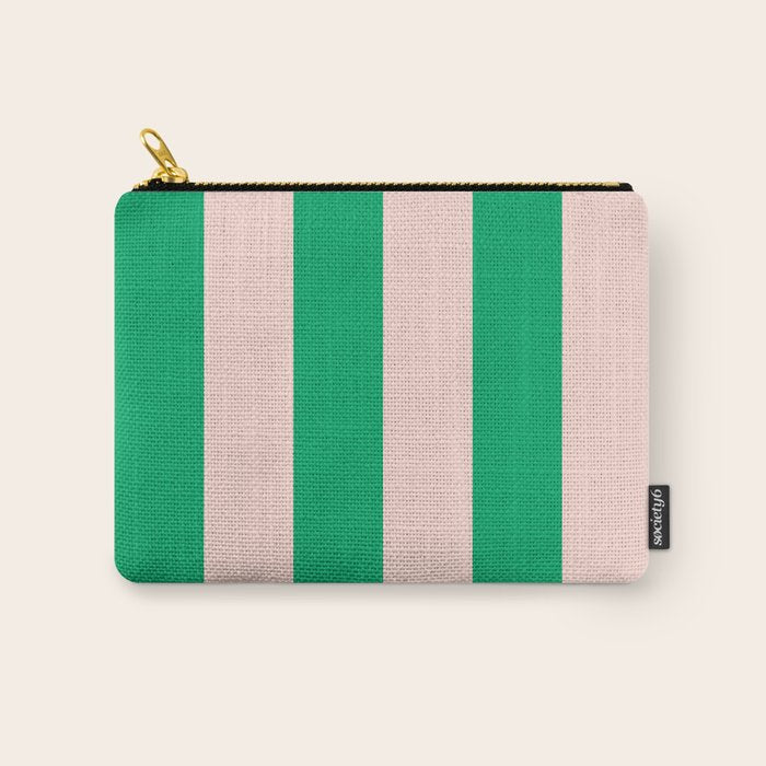 Vibrant green and beige stripes Carry All Pouch Gallery Image 1