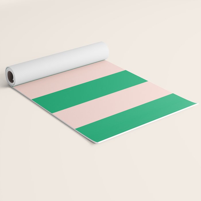 Vibrant green and beige stripes Yoga Mat Gallery Image 2
