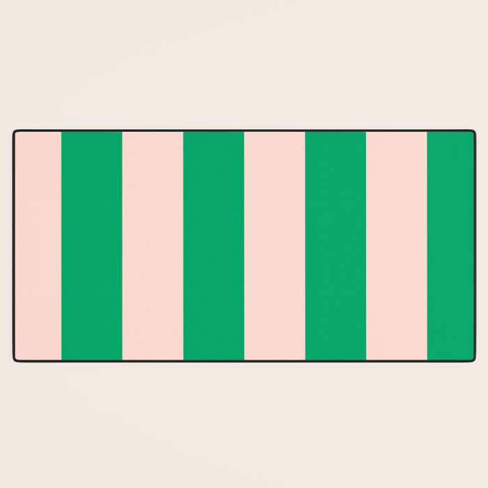Vibrant green and beige stripes Desk Mat Gallery Image 3