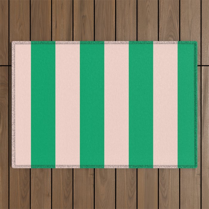 Vibrant green and beige stripes Outdoor Rug Gallery Image 1