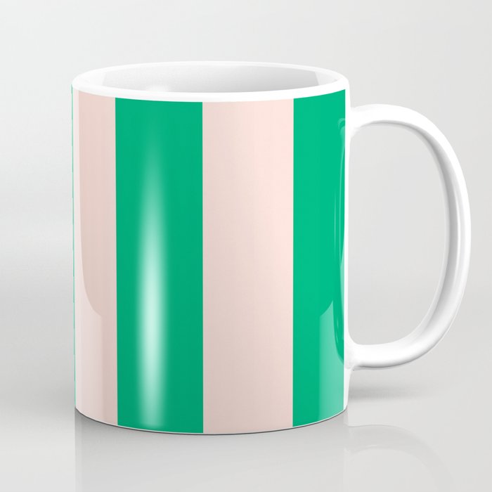 Vibrant green and beige stripes Coffee Mug Gallery Image 1