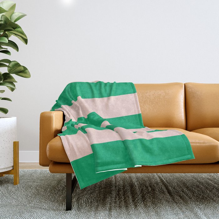 Vibrant green and beige stripes Throw Blanket Gallery Image 1