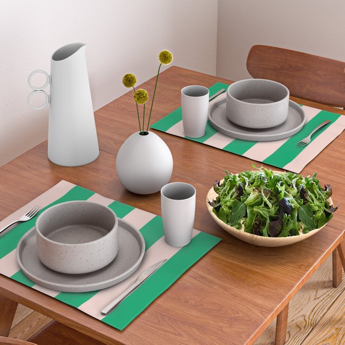 Vibrant green and beige stripes Placemat Gallery Image 2