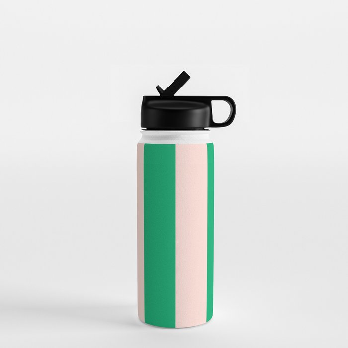 Vibrant green and beige stripes Water Bottle Gallery Image 1