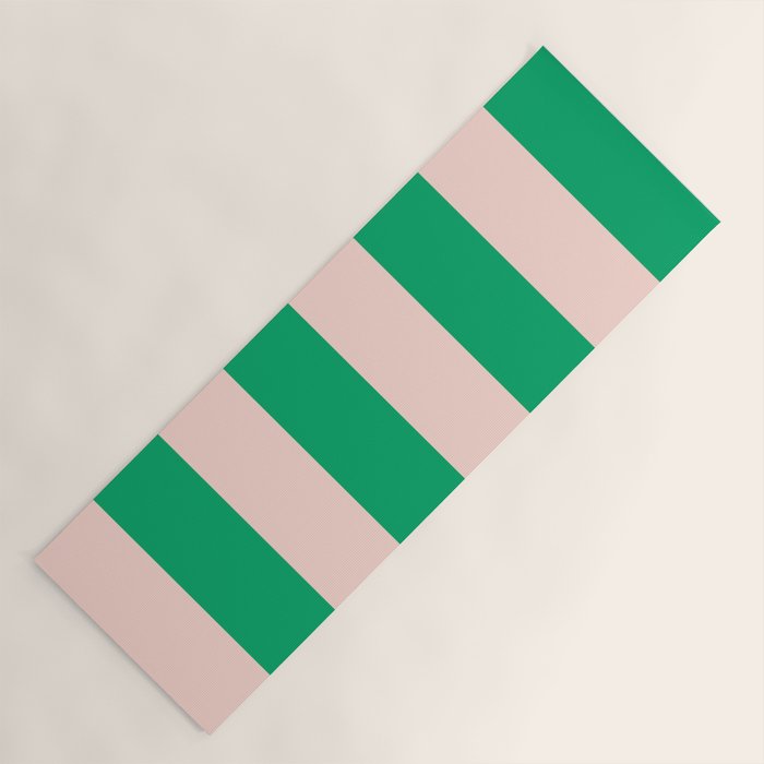 Vibrant green and beige stripes Yoga Mat Gallery Image 1