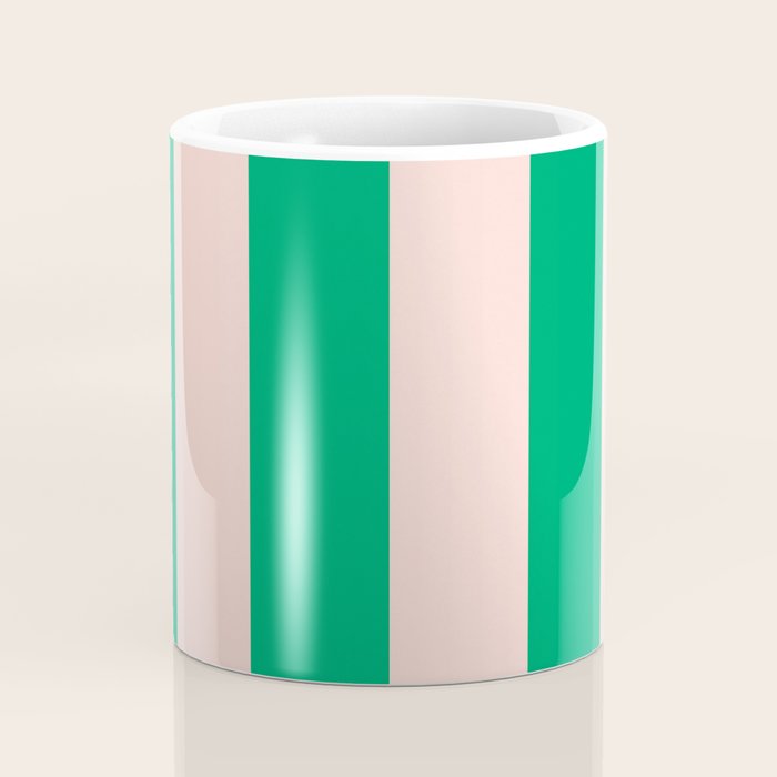 Vibrant green and beige stripes Coffee Mug Gallery Image 4