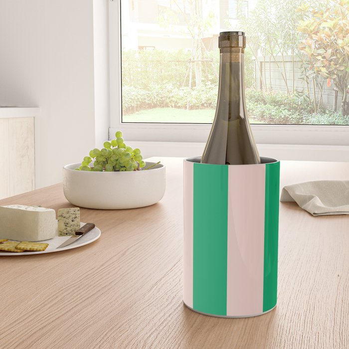 Vibrant green and beige stripes Wine Chiller Gallery Image 4