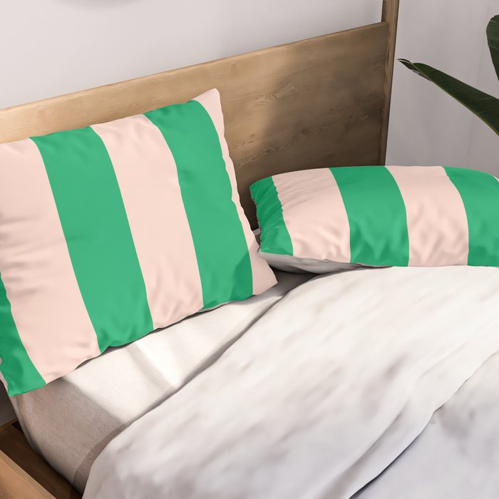 Vibrant green and beige stripes Pillow Sham Gallery Image 2