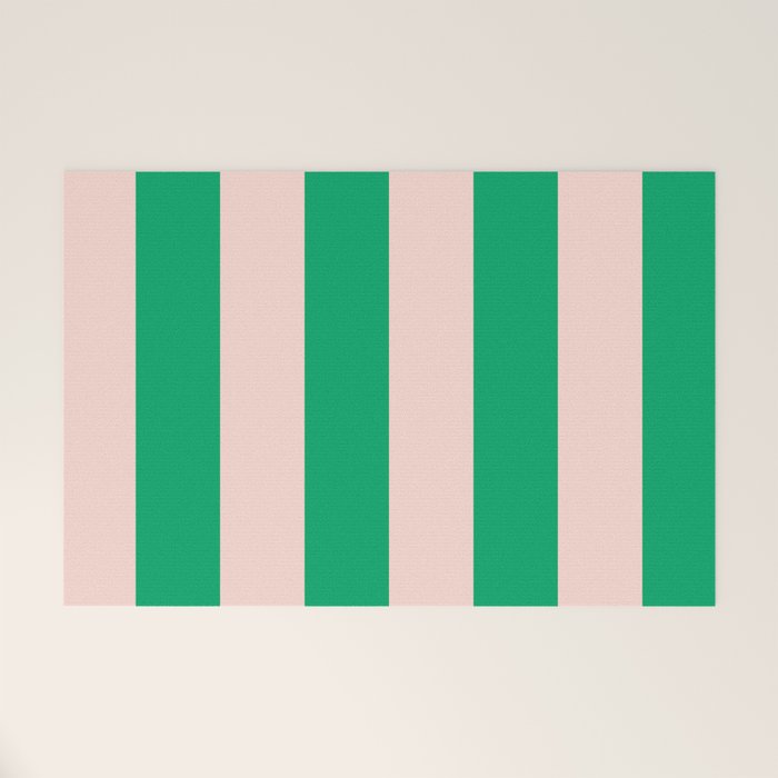 Vibrant green and beige stripes Welcome Mat Gallery Image 1