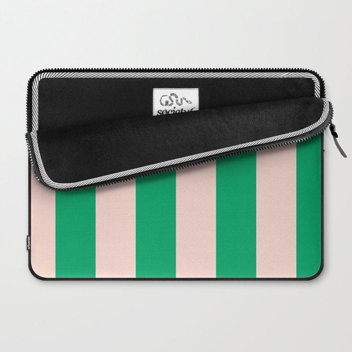 Vibrant green and beige stripes Laptop Sleeve Gallery Image 2
