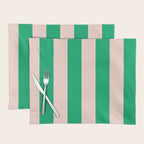Vibrant green and beige stripes Placemat Gallery Image 1