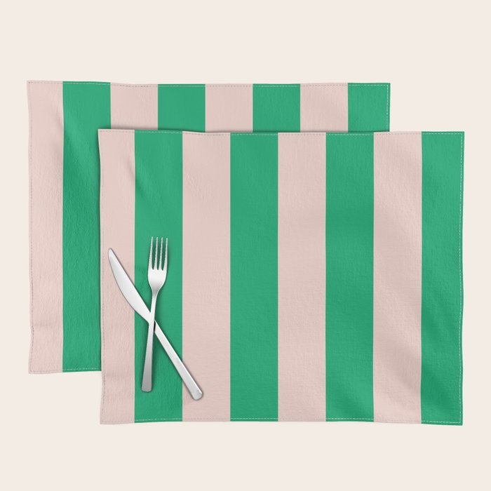 Vibrant green and beige stripes Placemat Gallery Image 1