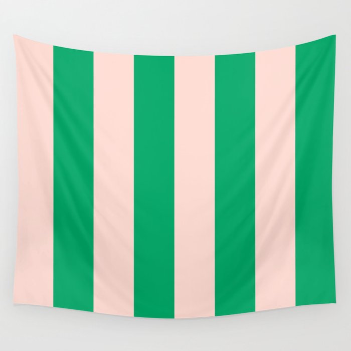 Vibrant green and beige stripes Wall Tapestry Gallery Image 4