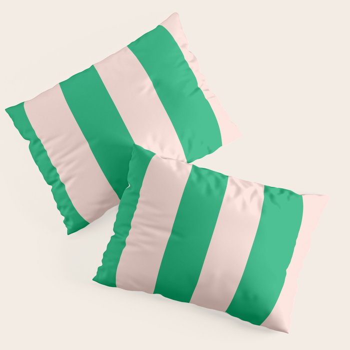 Vibrant green and beige stripes Pillow Sham Gallery Image 1