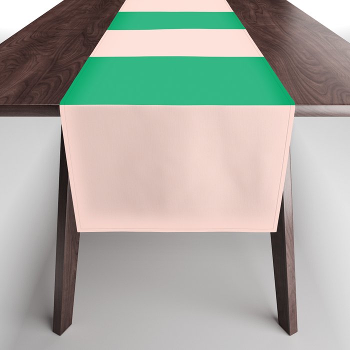 Vibrant green and beige stripes Table Runner Gallery Image 1