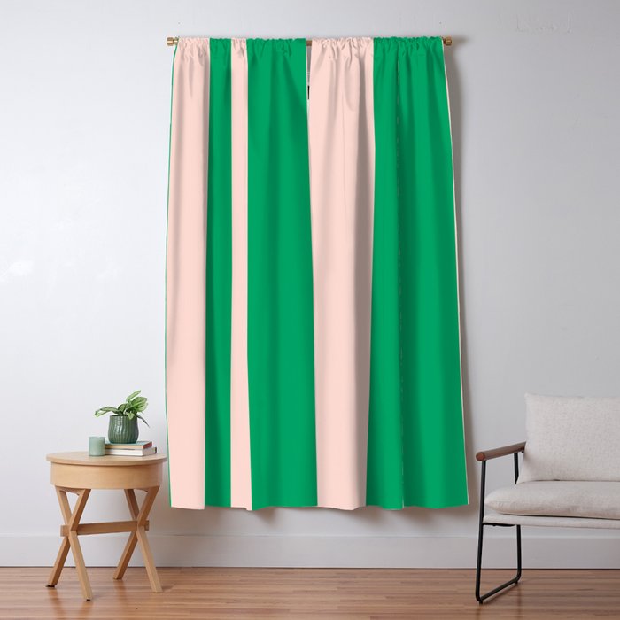 Vibrant green and beige stripes Window Curtain Gallery Image 5