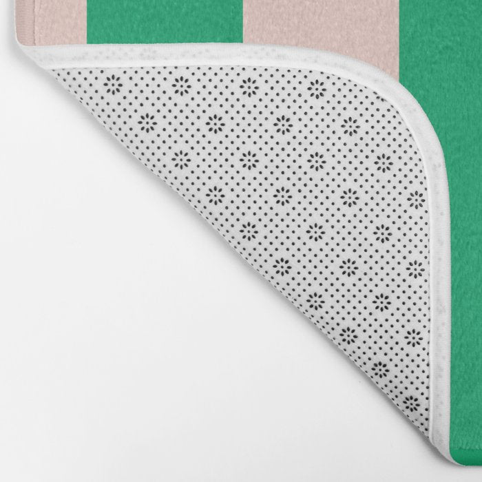 Vibrant green and beige stripes Bath Mat Gallery Image 2
