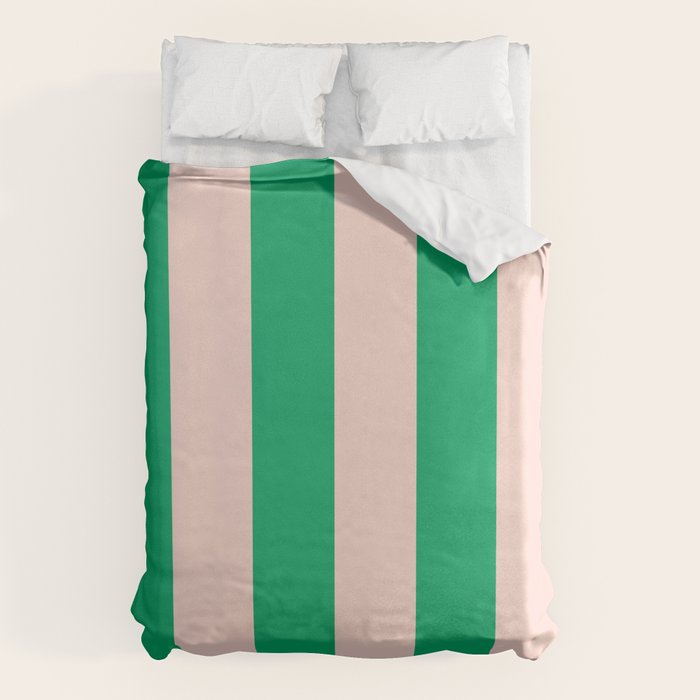 Vibrant green and beige stripes Duvet Cover Gallery Image 1