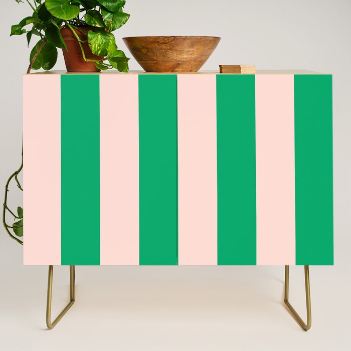 Vibrant green and beige stripes Credenza Gallery Image 1