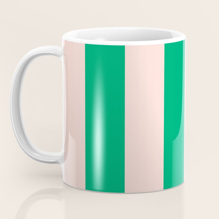 Vibrant green and beige stripes Coffee Mug Gallery Image 3