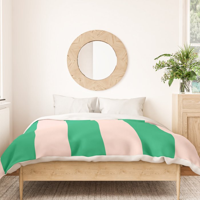 Vibrant green and beige stripes Duvet Cover Gallery Image 3