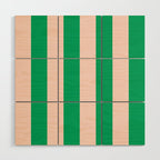 Vibrant green and beige stripes Wood Wall Art Gallery Image 1