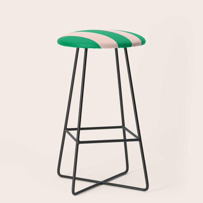 Vibrant green and beige stripes Stool Gallery Image 1