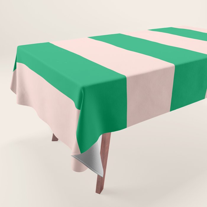 Vibrant green and beige stripes Tablecloth Gallery Image 1